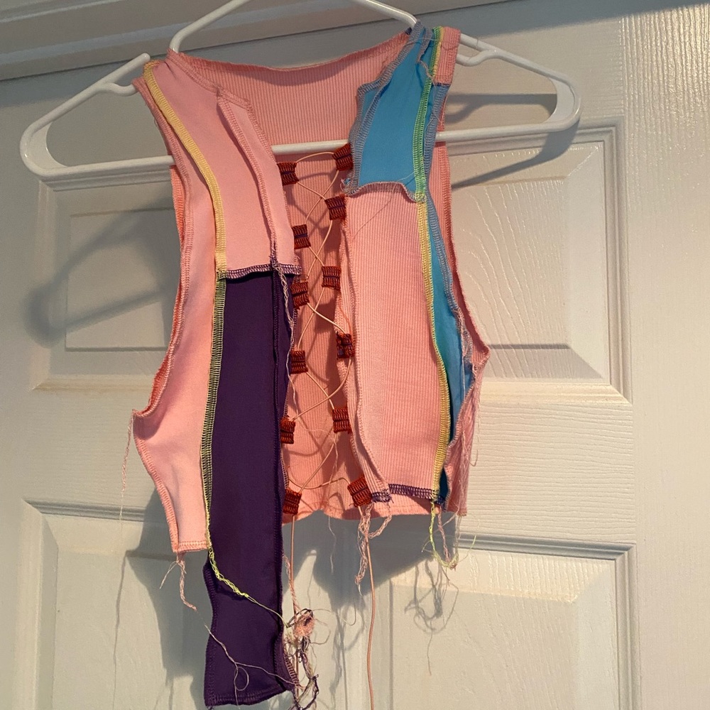 Small, Colorful, Tie Up Crop Top